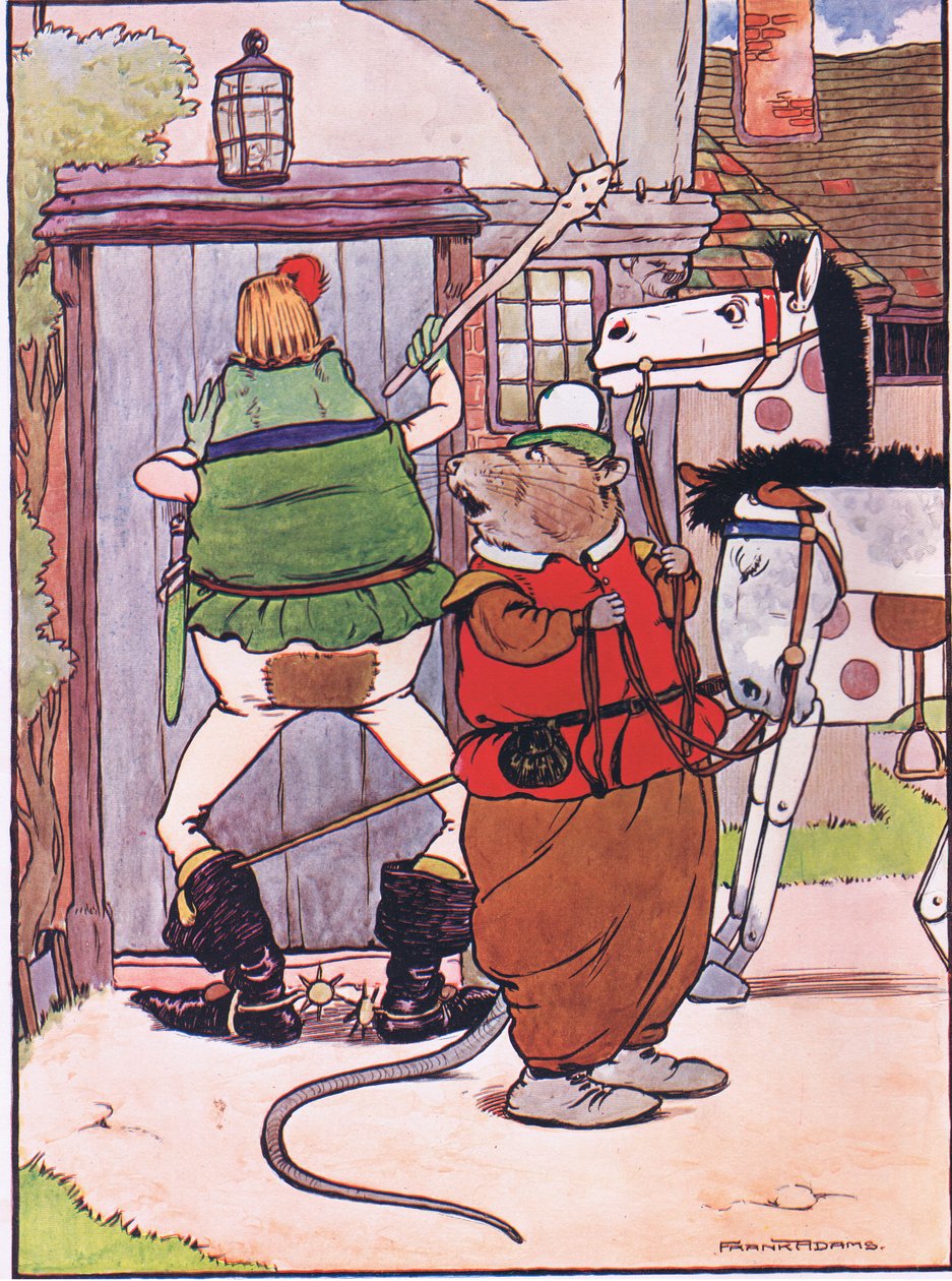 The Gave a Loud Knock, illustration fra "The Frog would a Wooing Go", af Charles H. Bennett, 1916 af Frank Adams