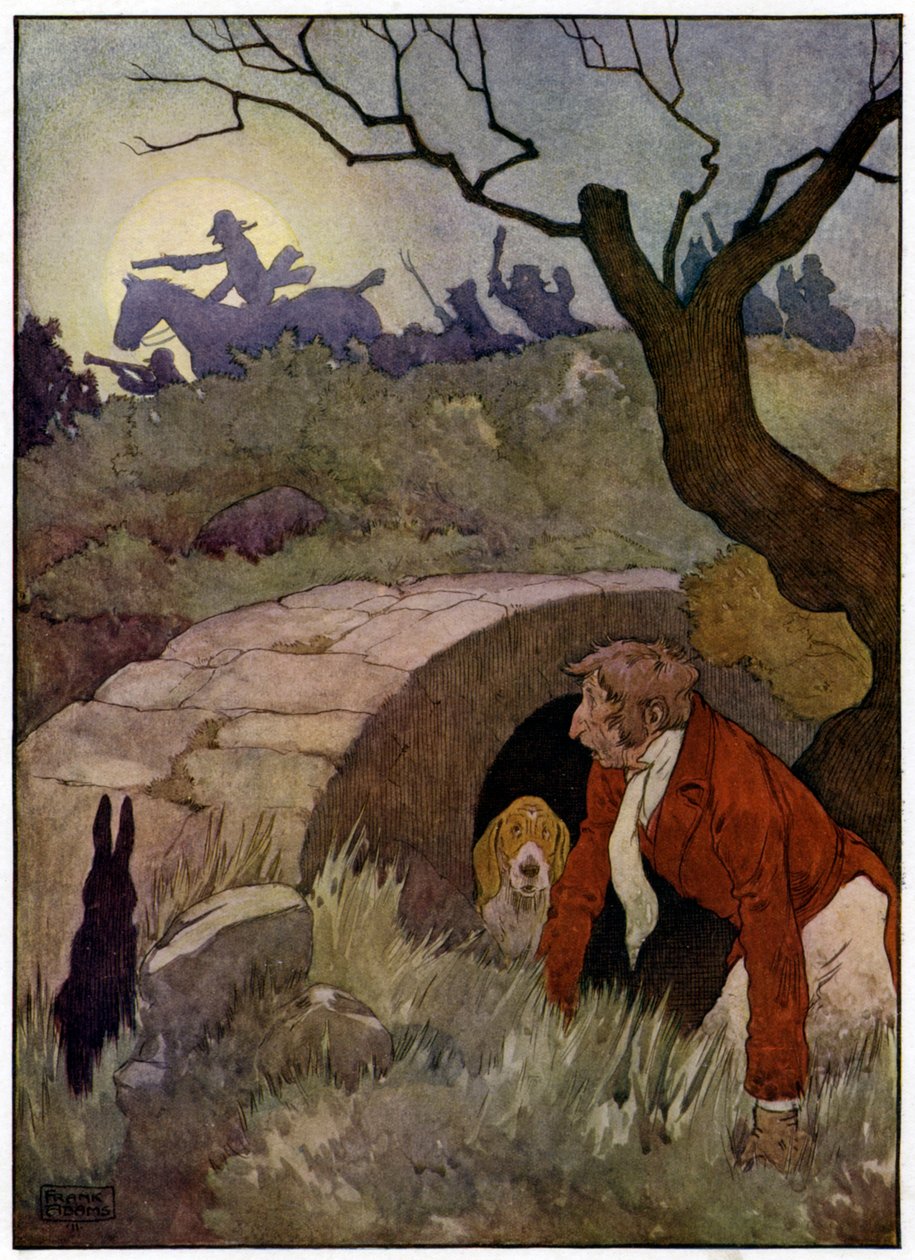 Three Jolly Huntsmen (farvelitografi) af Frank Adams