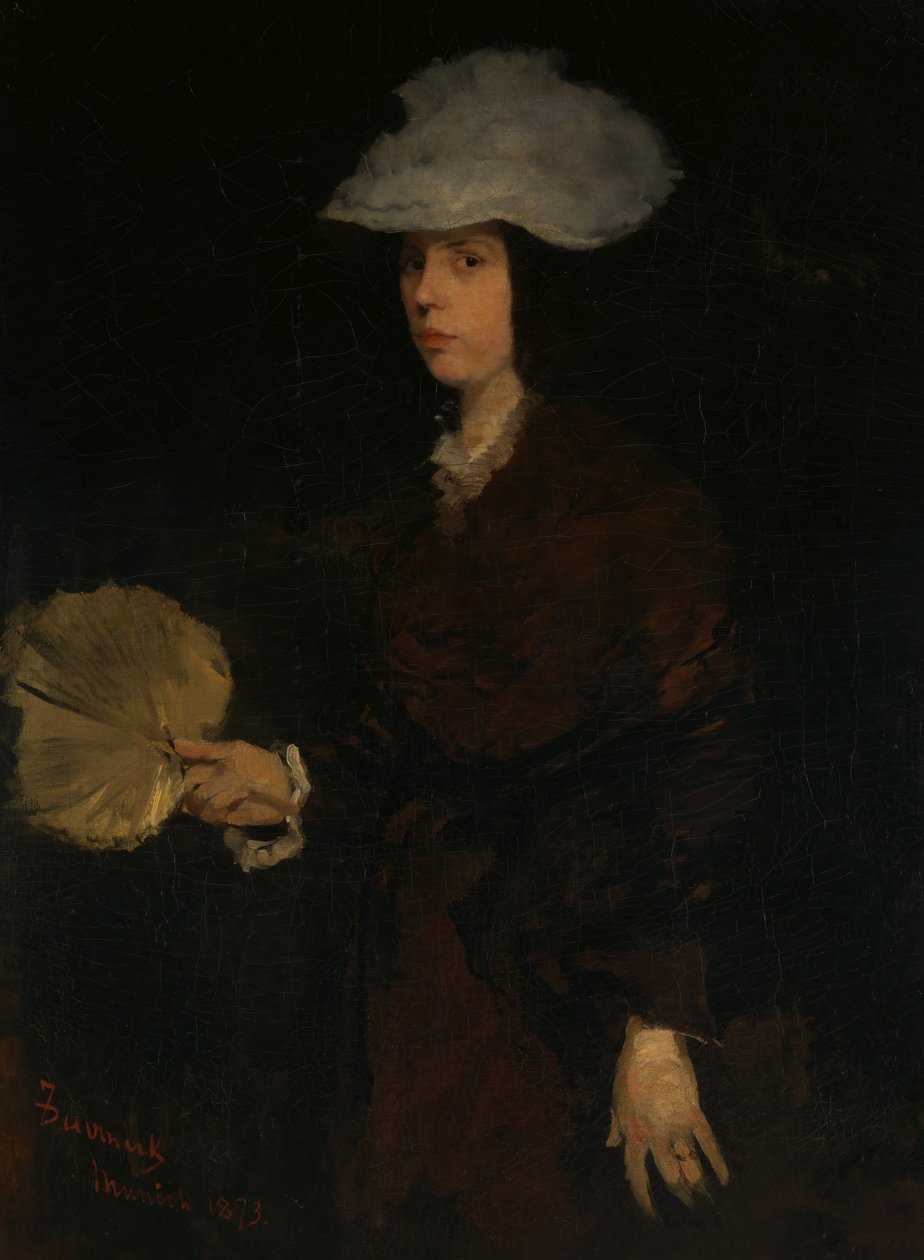 Dame med vifte, 1873. af Frank Duveneck