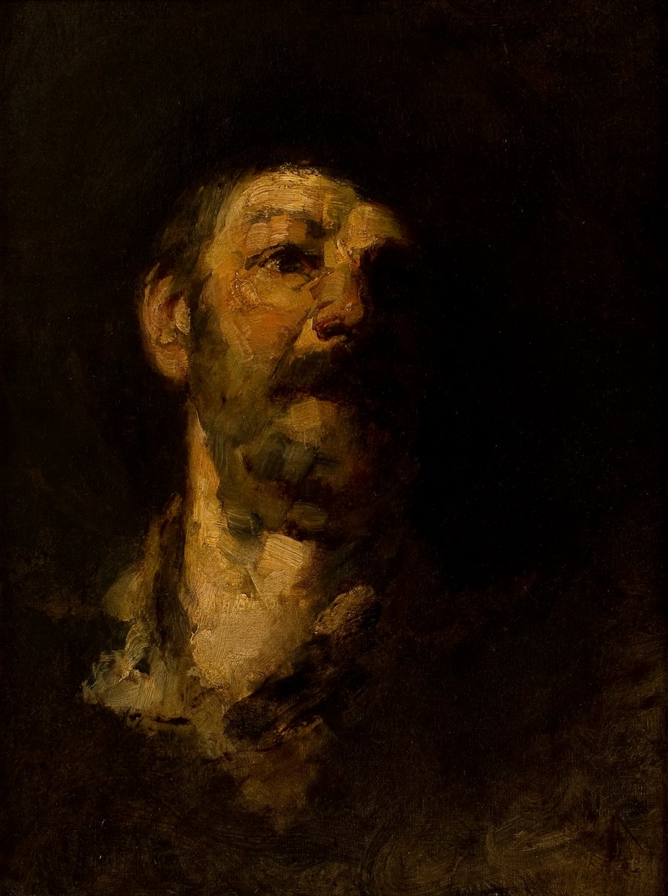 Studie af hoved, mand med hat af Frank Duveneck