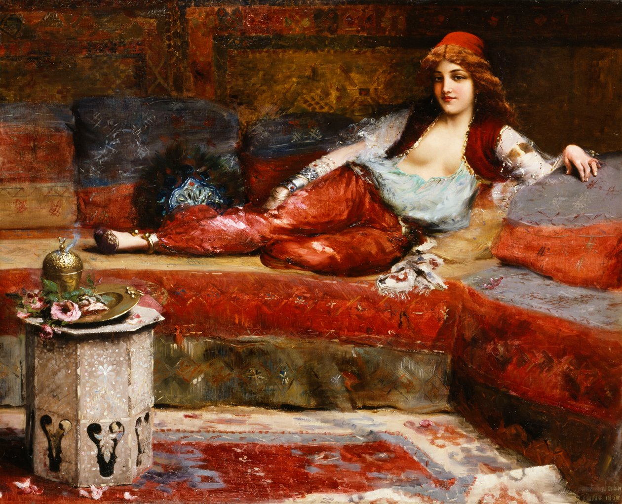 Orientalsk blomst, ca. 1890-1899 (olie på lærred) af Frank Holman