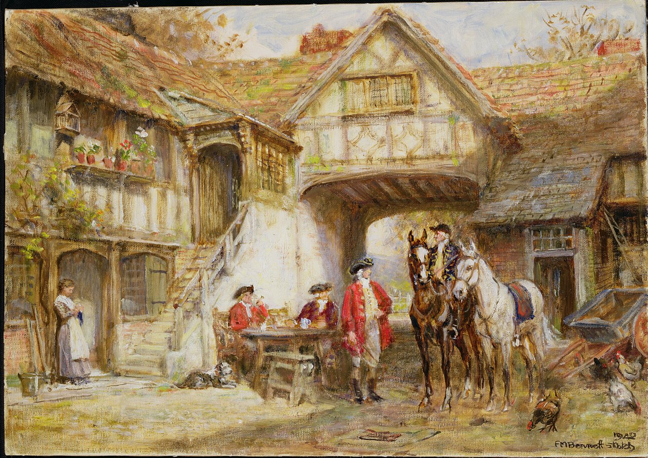 Wayside Inn (olieskitse) af Frank Moss Bennett
