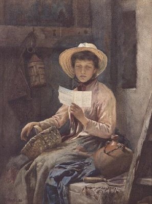 Kærlighedsbrevet, 1886 (wc) af Frank Richards