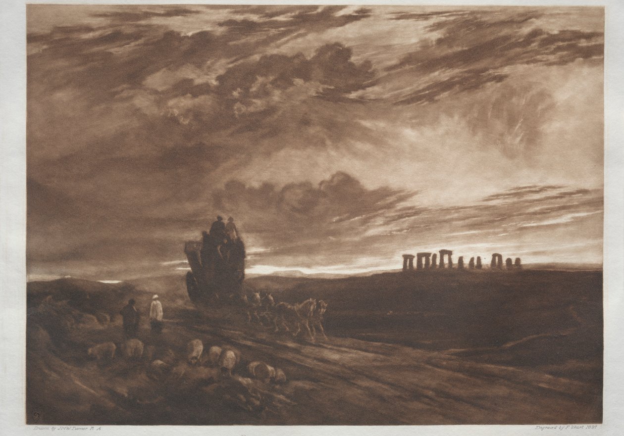Stonehenge ved daggry, 1897. af Frank Short
