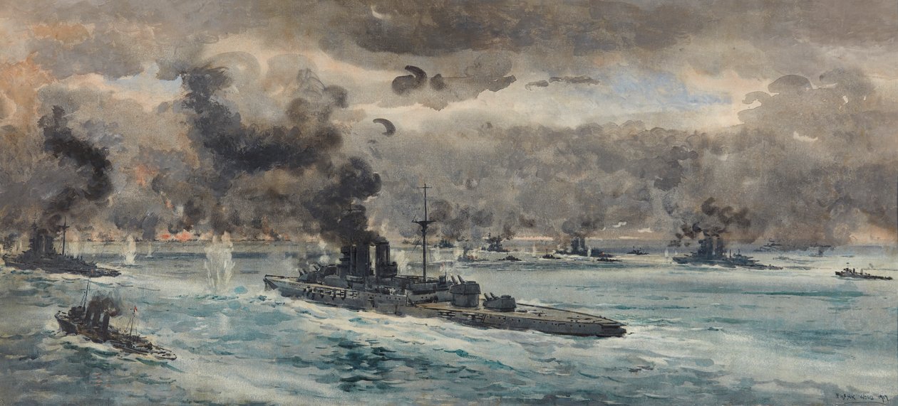 Slaget ved Jylland (akvarel) af Frank Watson Wood