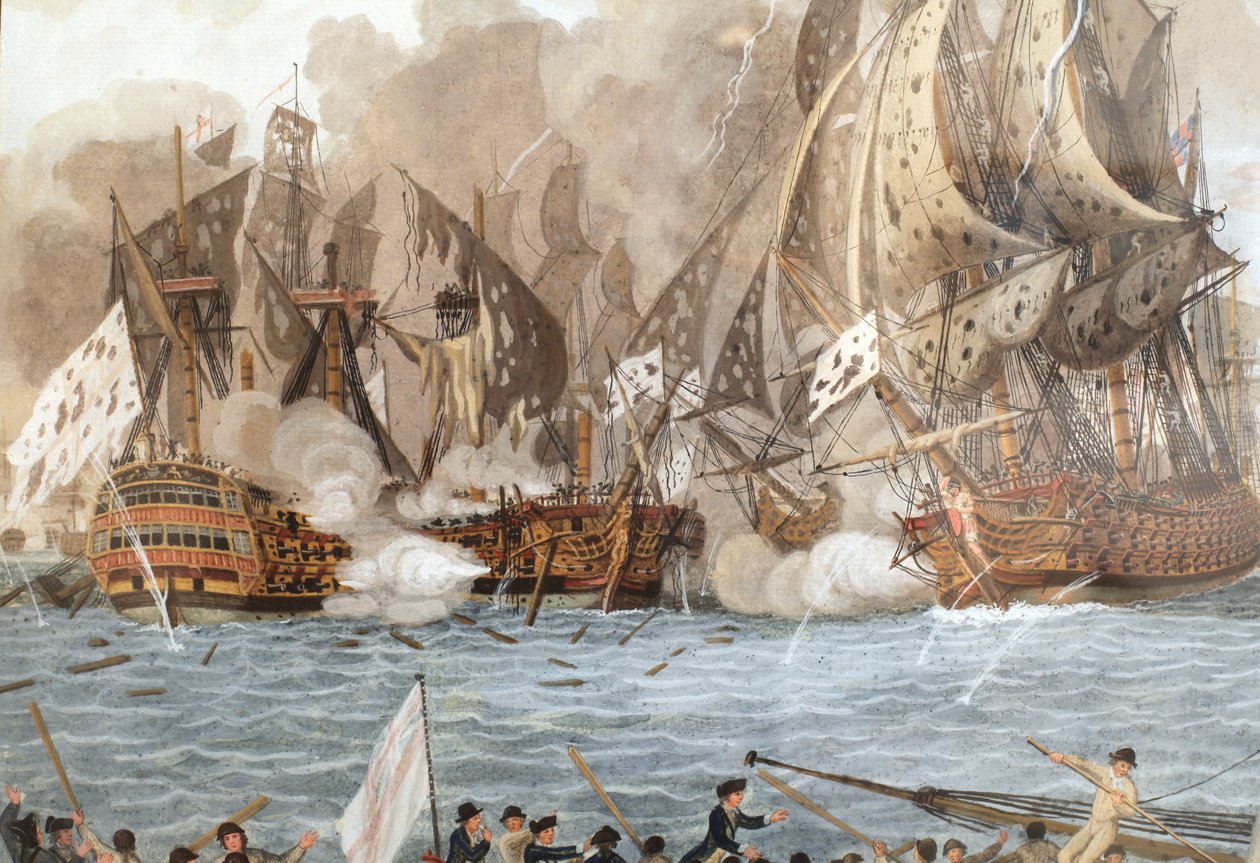 Søslag udkæmpet i 12. april 1782 nær Guadeloupe (dvs. Slaget ved Saintes) af François Aimé Louis Dumoulin