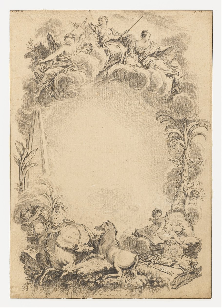 Design til en escutcheon til ære for William Earl Cowper af François Boucher