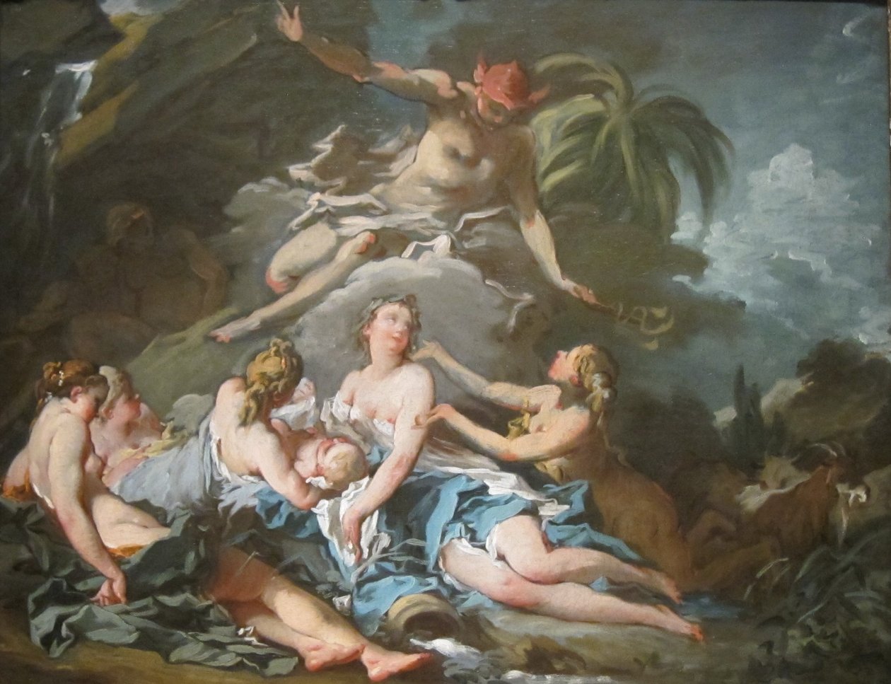 Kviksølv overlod spædbarnet Bacchus til Nysa -nymferne af François Boucher