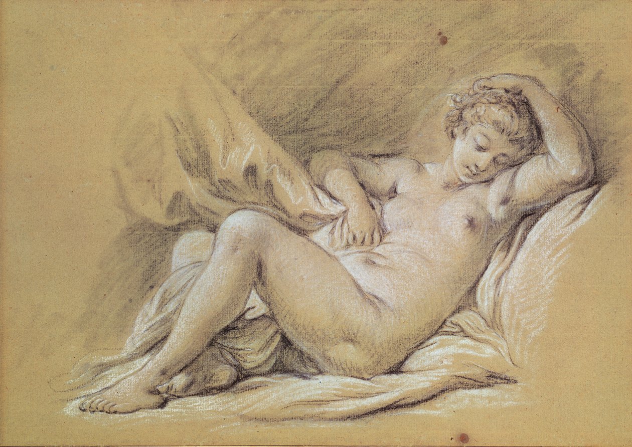 Nøgen kvinde på en seng af François Boucher
