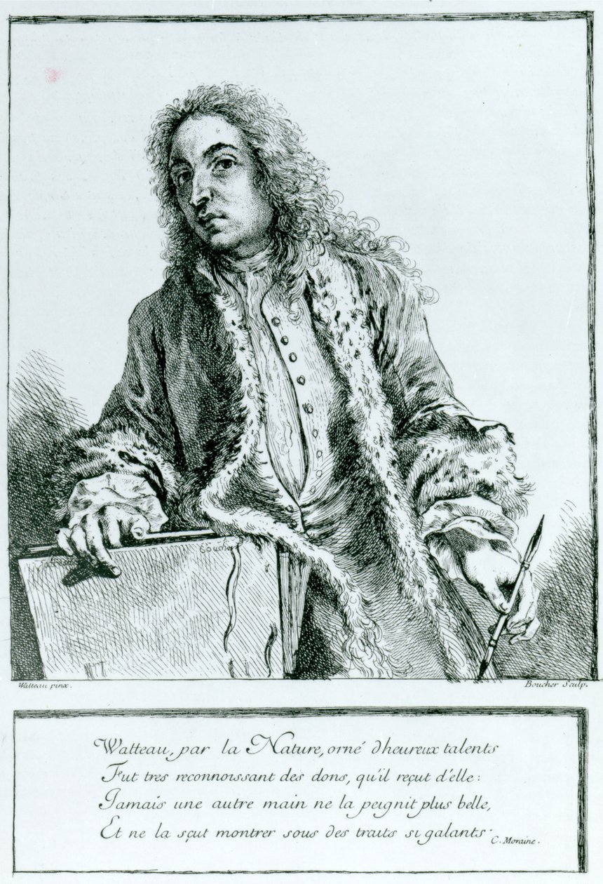 Portræt af Jean-Antoine Watteau (1684-1721) af François Boucher