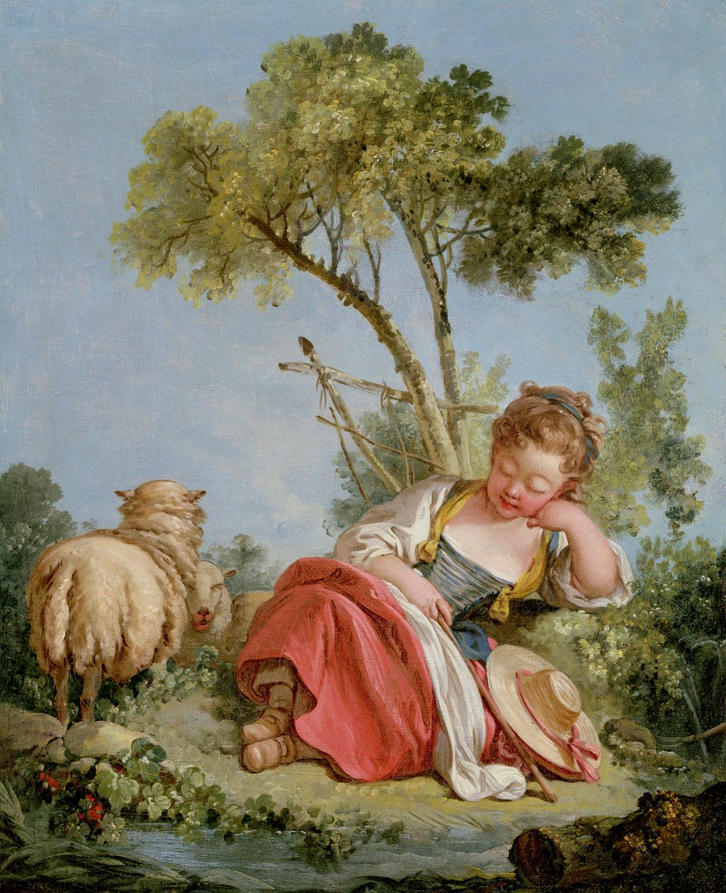 Den lille hyrdin, ca.1754 (par af 90662) af François Boucher