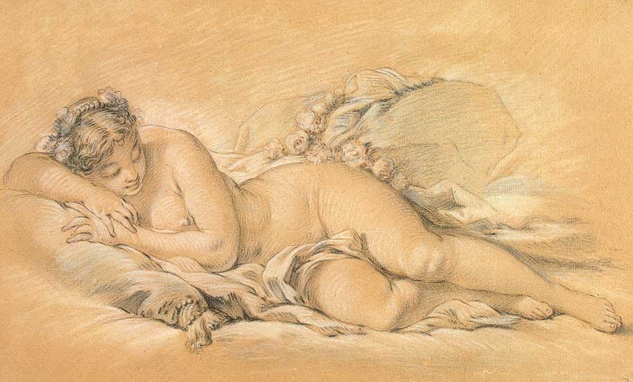 Ung kvinde sover af François Boucher
