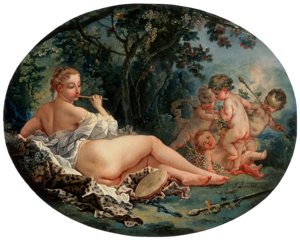 Bacchante Playing a Reed-pipe, 1700-tallet af François Boucher