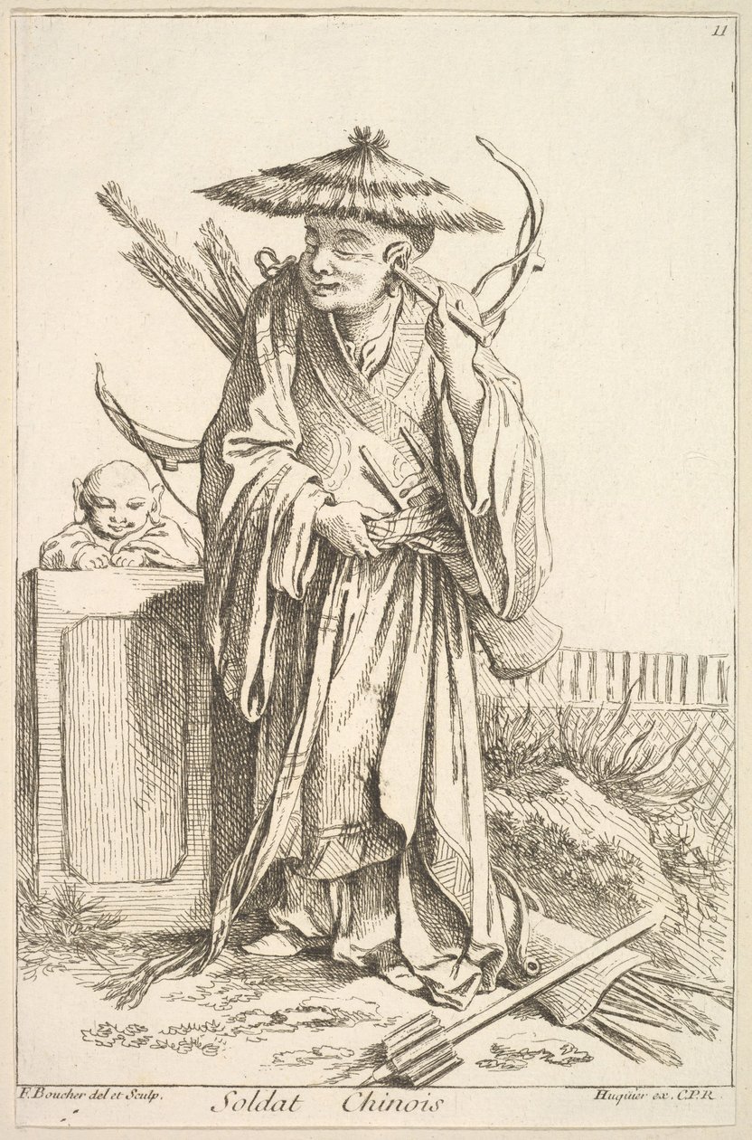 kinesisk soldat, 1738-45. af François Boucher