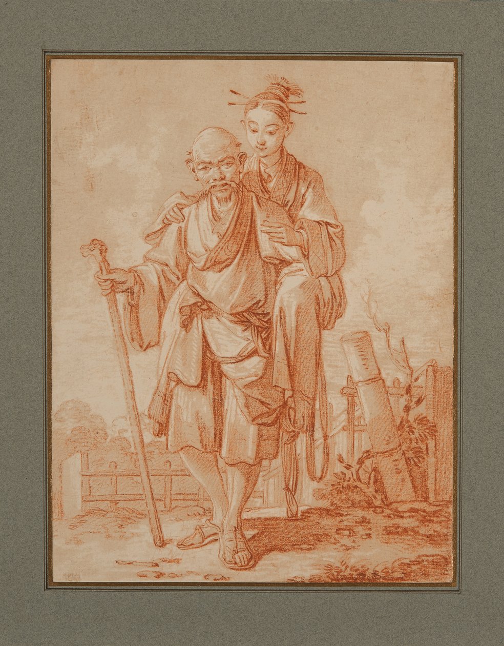 Kinesisk par i et landskab af François Boucher