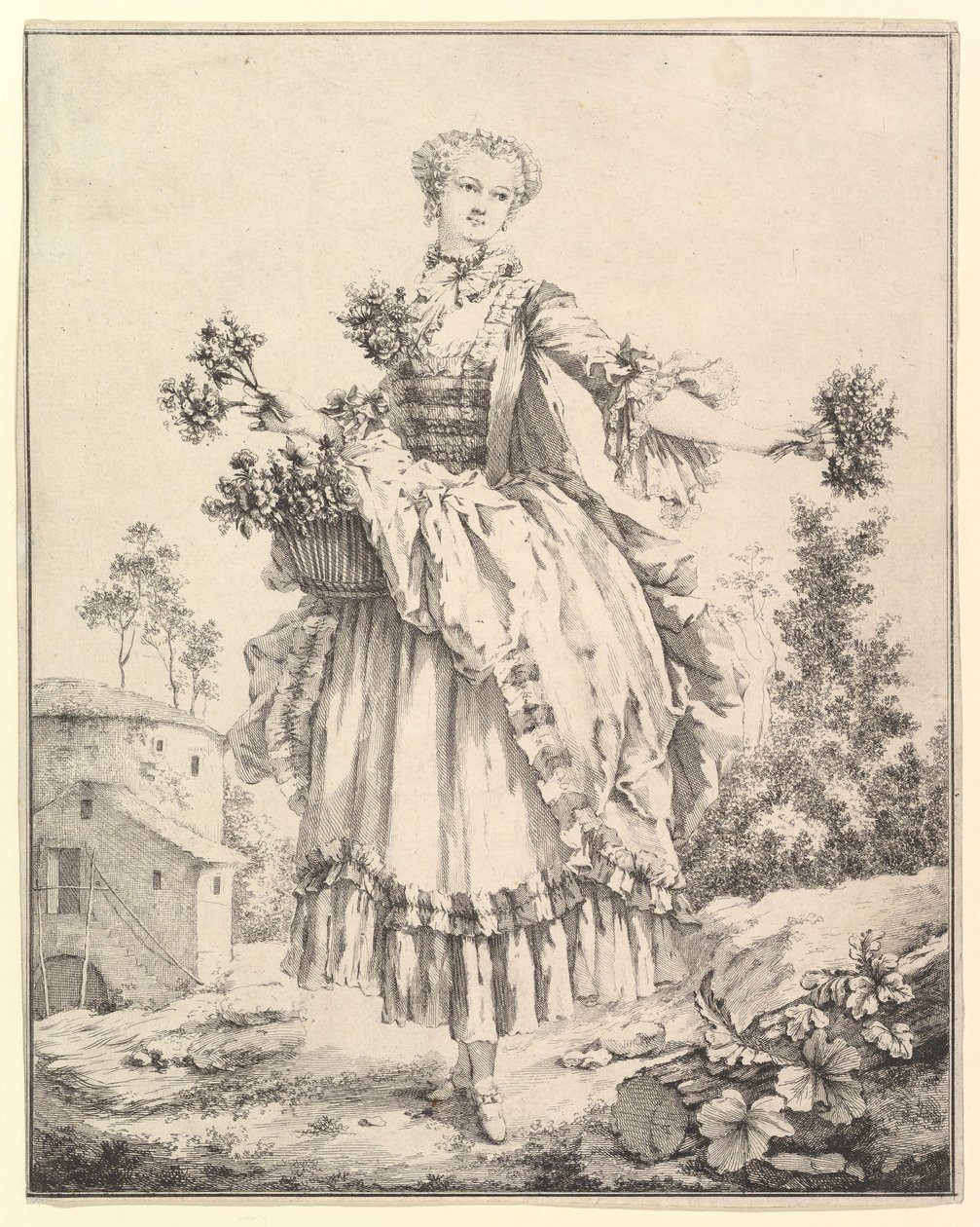 Blomsterpige, 1700-tallet. af François Boucher
