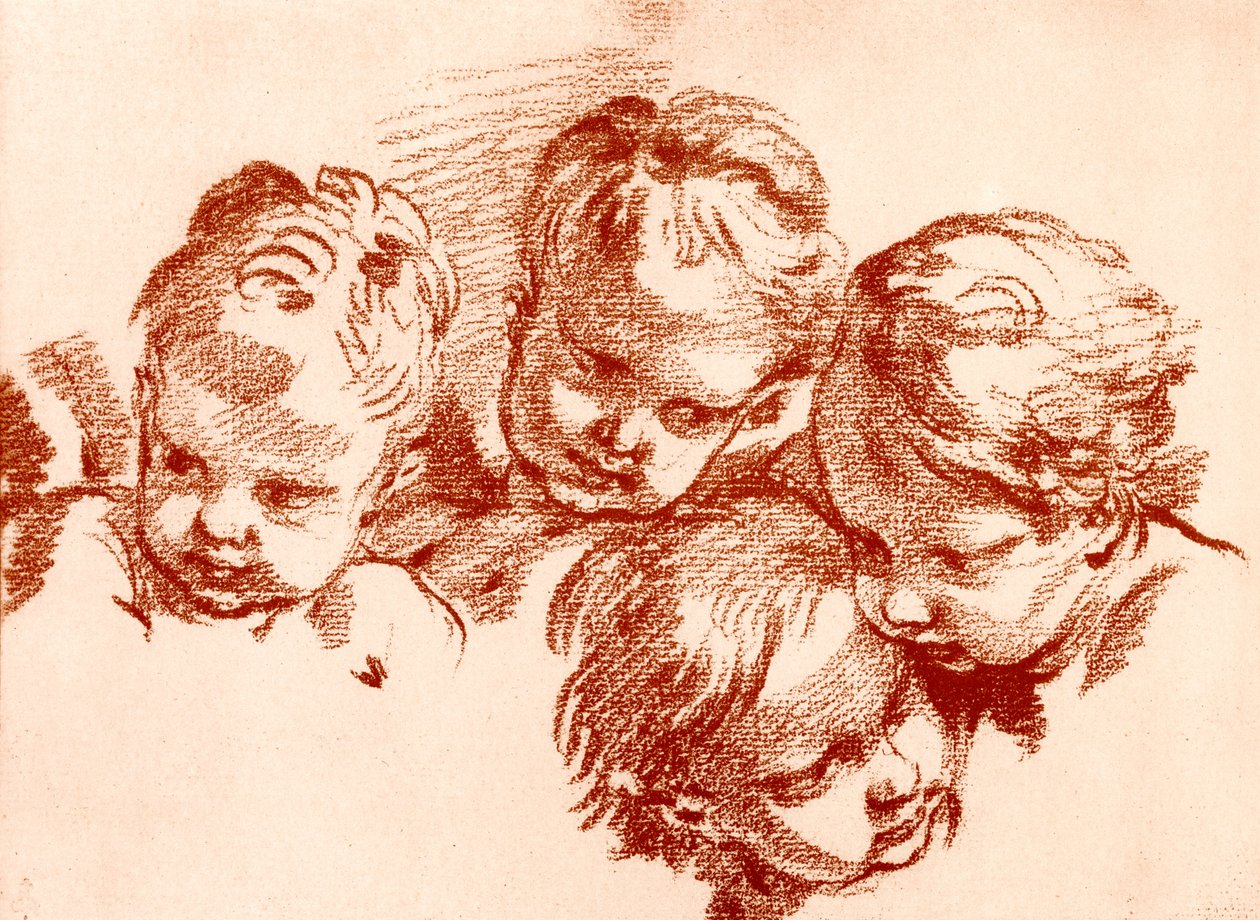 Fire undersøgelser af børns hoveder af François Boucher