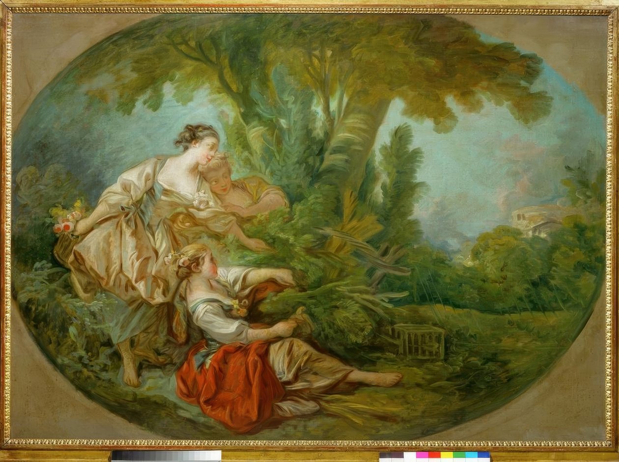 Kaldet, siger Fuglen fanget i nettene af François Boucher