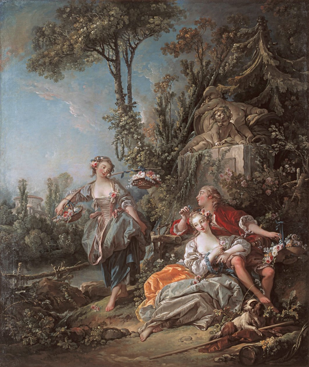 Elskere i en park af François Boucher