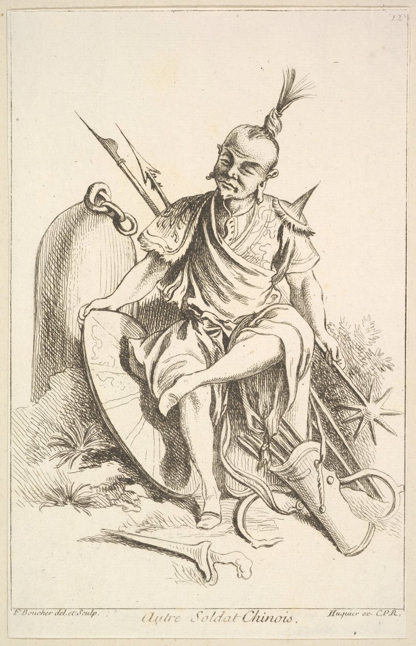 Anden kinesisk soldat, 1738-45. af François Boucher