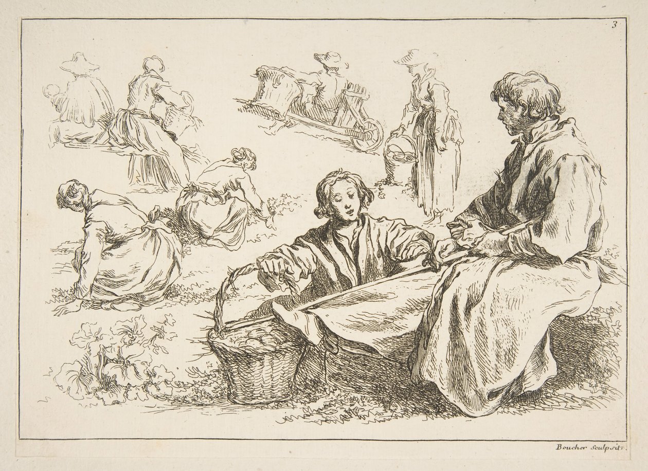Skitseark, 1753. af François Boucher
