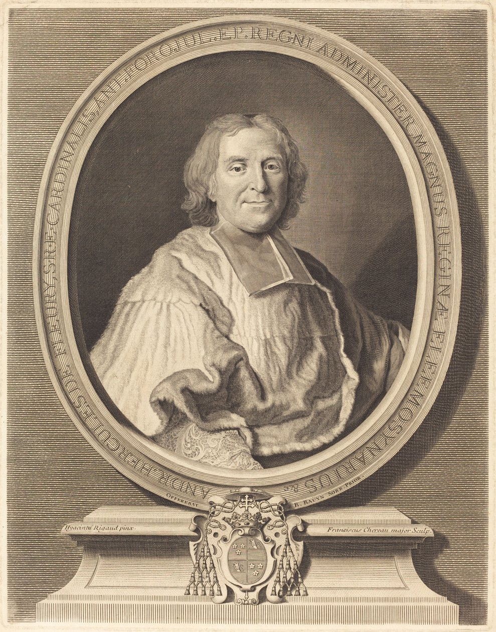 Kardinal Fleury af François Chereau I after Hyacinthe Rigaud