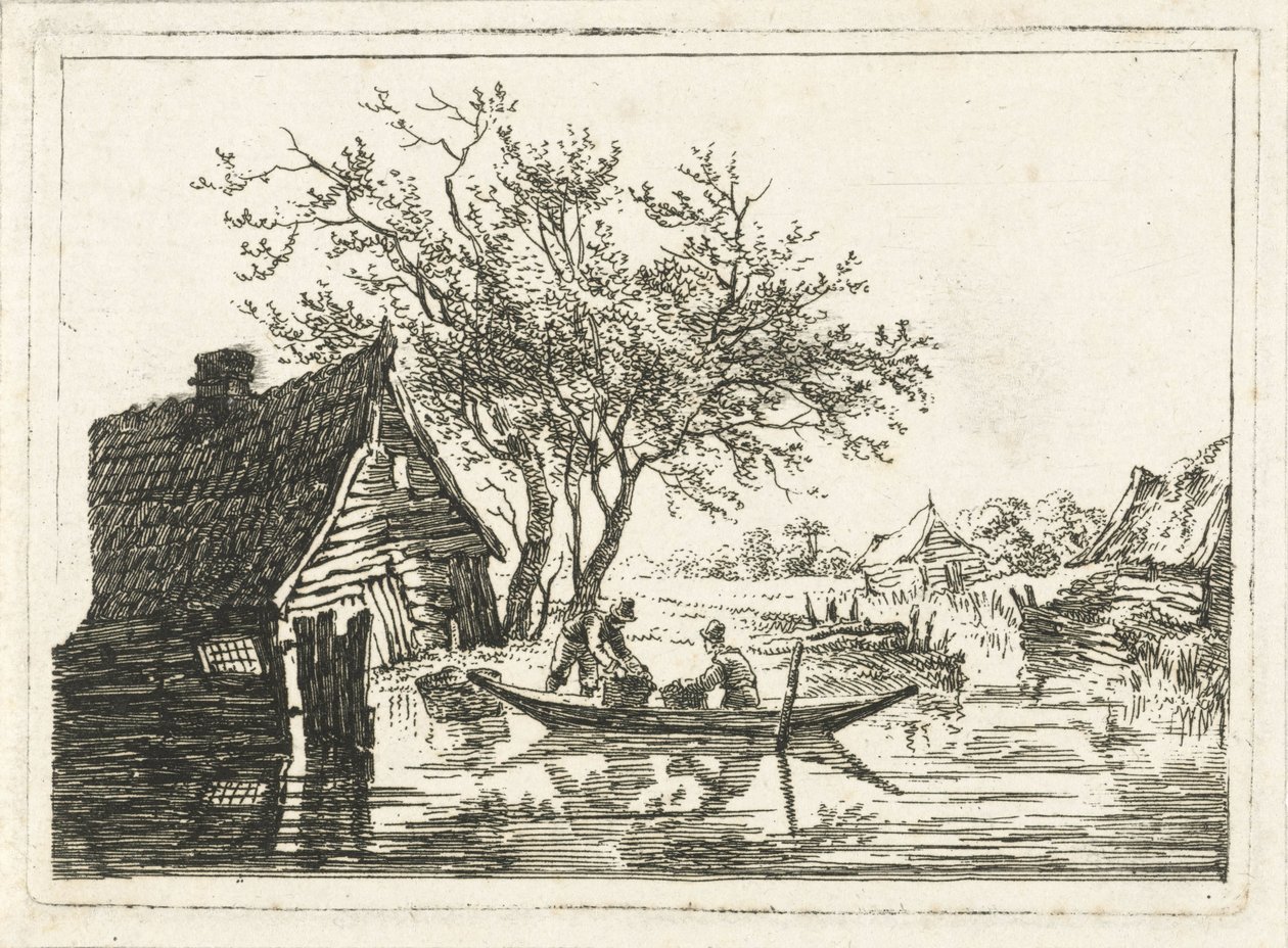 Flodlandskab med gård af François Joseph Pfeiffer (II)