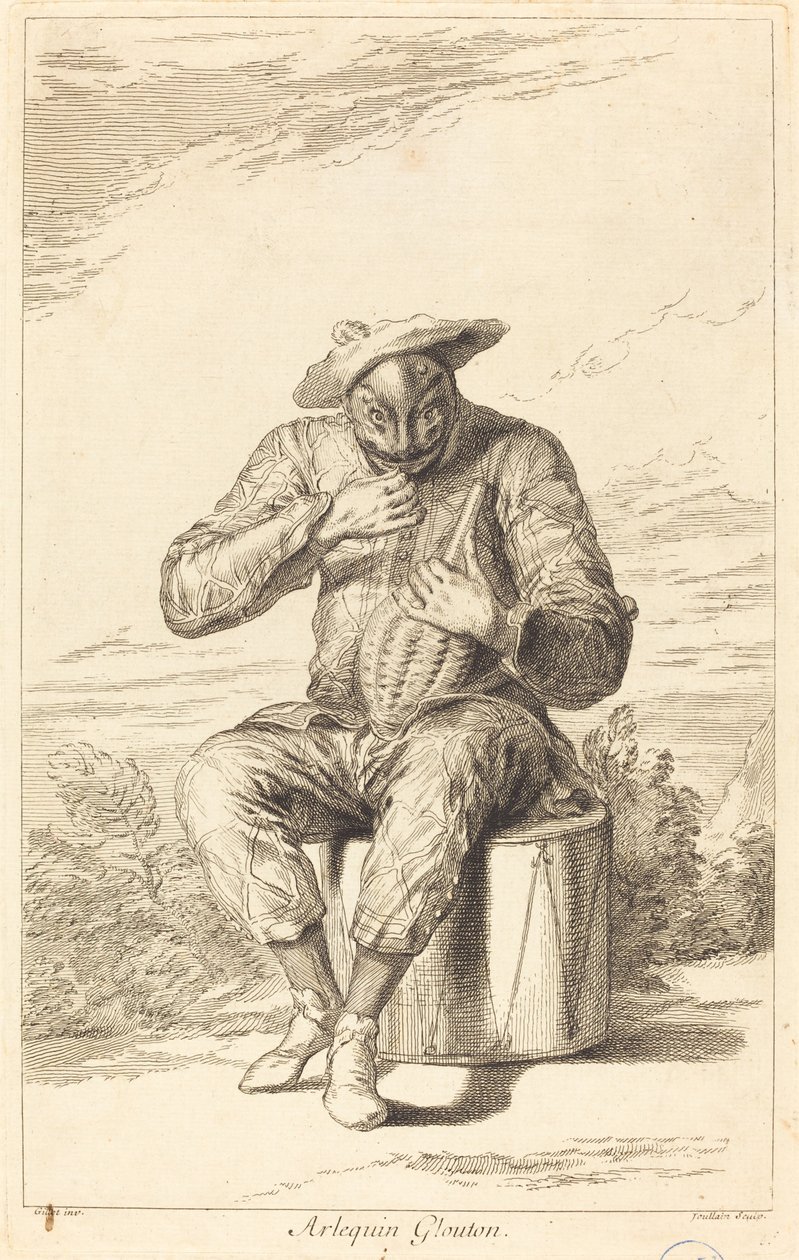 Harlekin Glutton af François Joullain after Claude Gillot