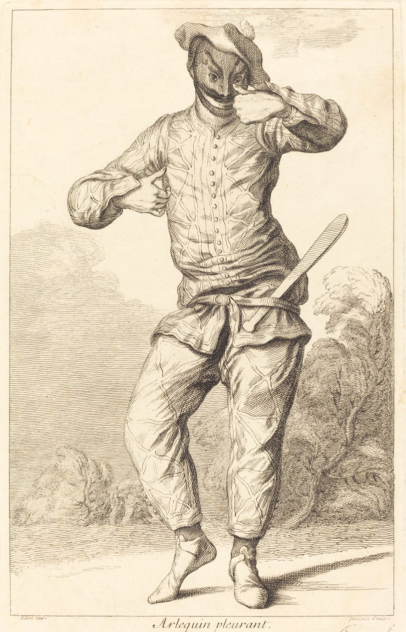 grædende harlekin af François Joullain after Claude Gillot