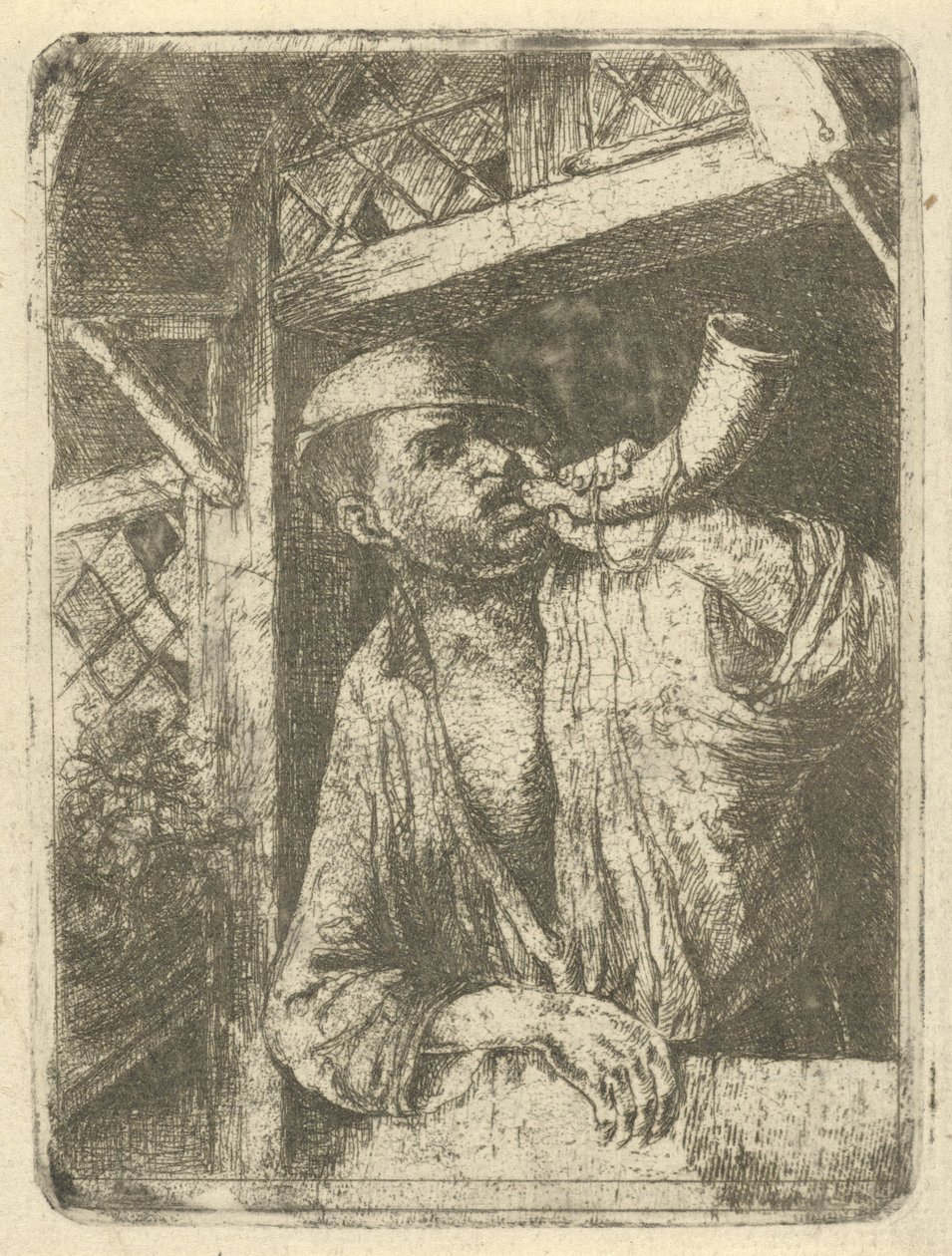 Baker blæser i horn af François de Maleck