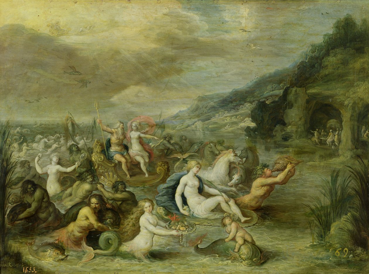 Amfitritens triumf (olie på kobber) af Frans II Francken the Younger
