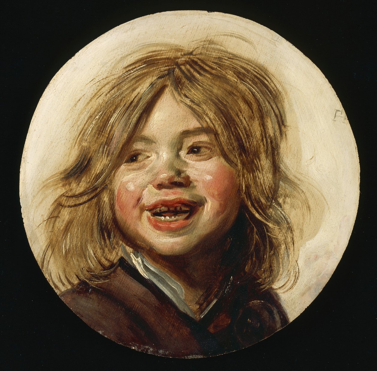 Laughing Child, ca. 1620-5 (olie på træ) af Frans Hals