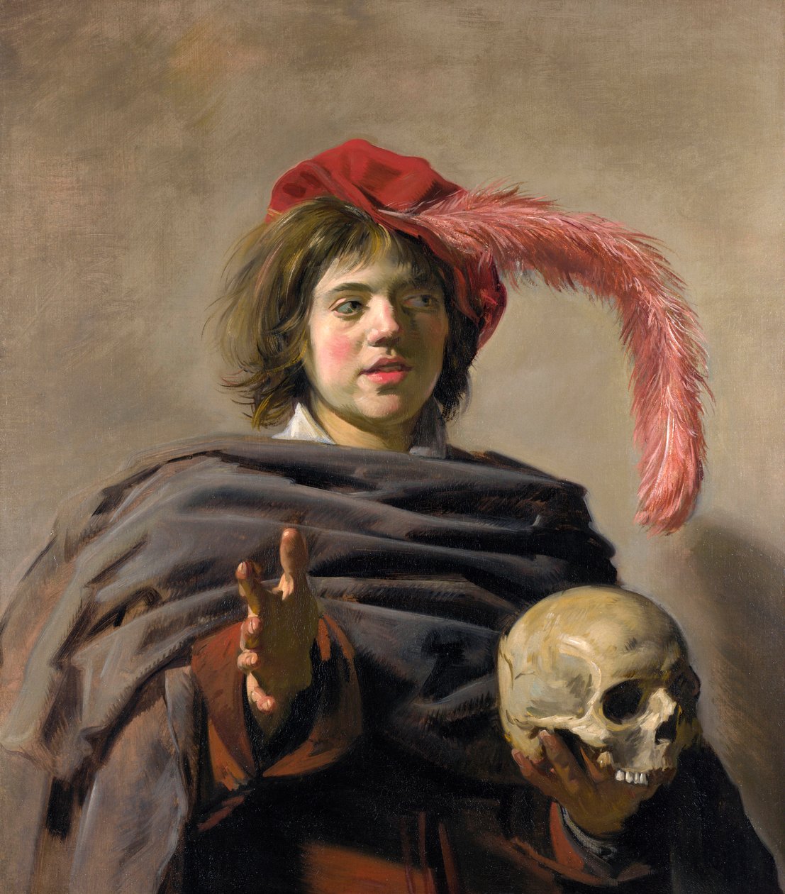 Ung mand med en kranie Vanitas, 1627 af Frans Hals