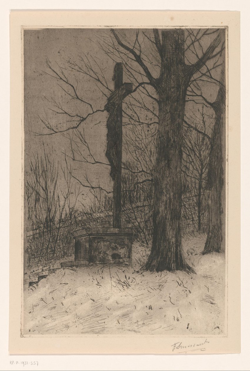 Krucifiks ved siden af ​​træet af Frans Smissaert (signed by artist)