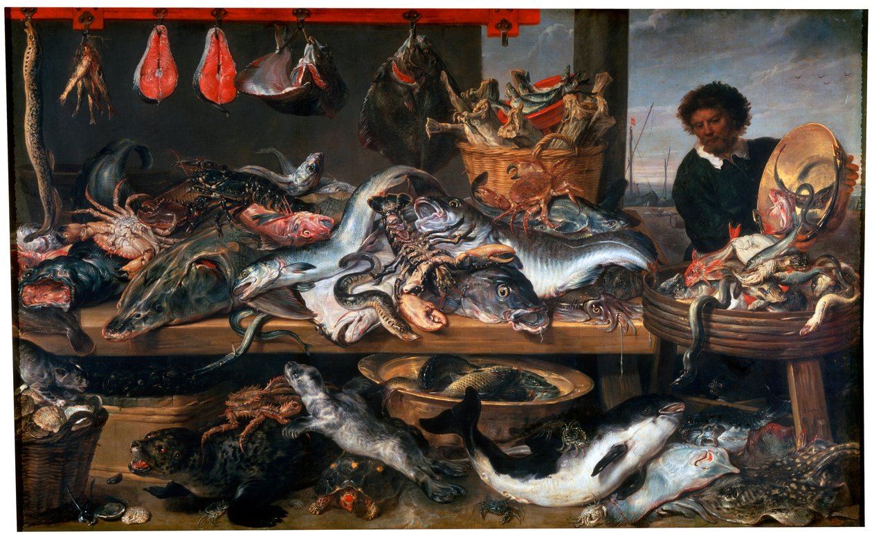 En fiskehandlerbutik, 1600-tallet af Frans Snyders or Snijders