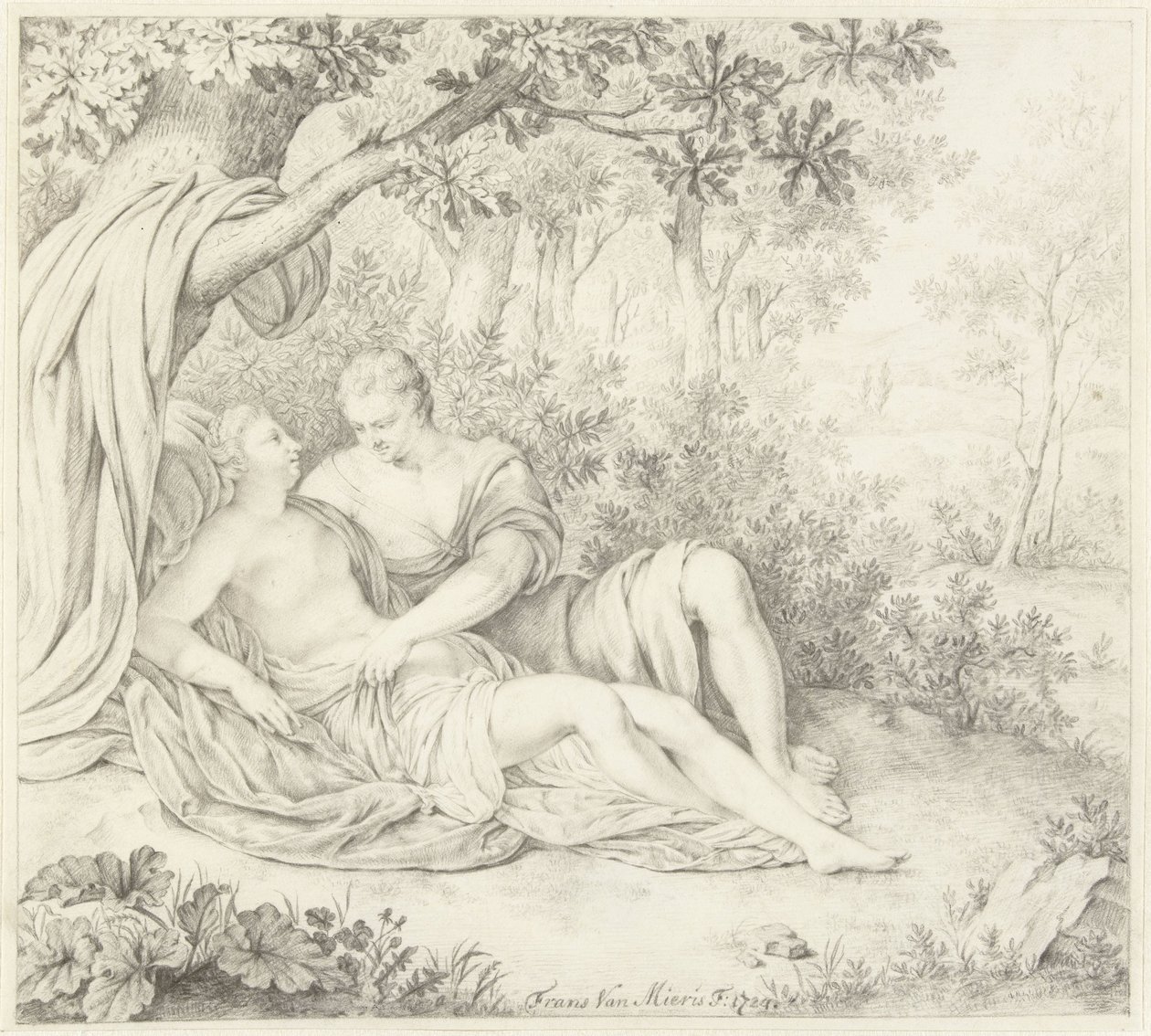 Kærlighedspar under træet af Frans van Mieris (II)