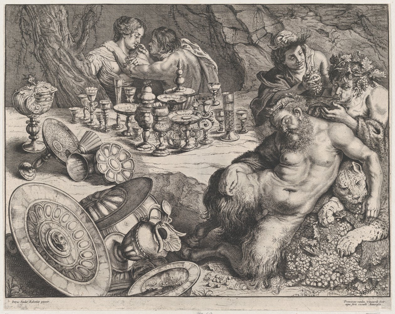 Bacchus og den berusede Silenus, 1640-60. af Frans van den Wyngaerde