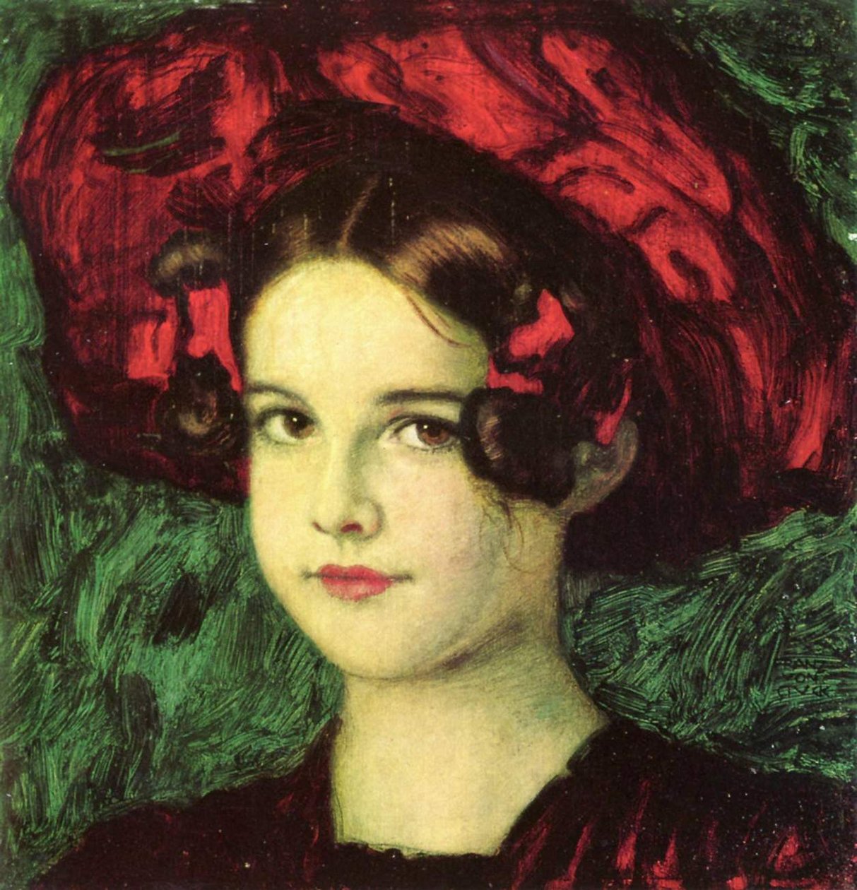 Mary med en rød hat af Franz von Stuck