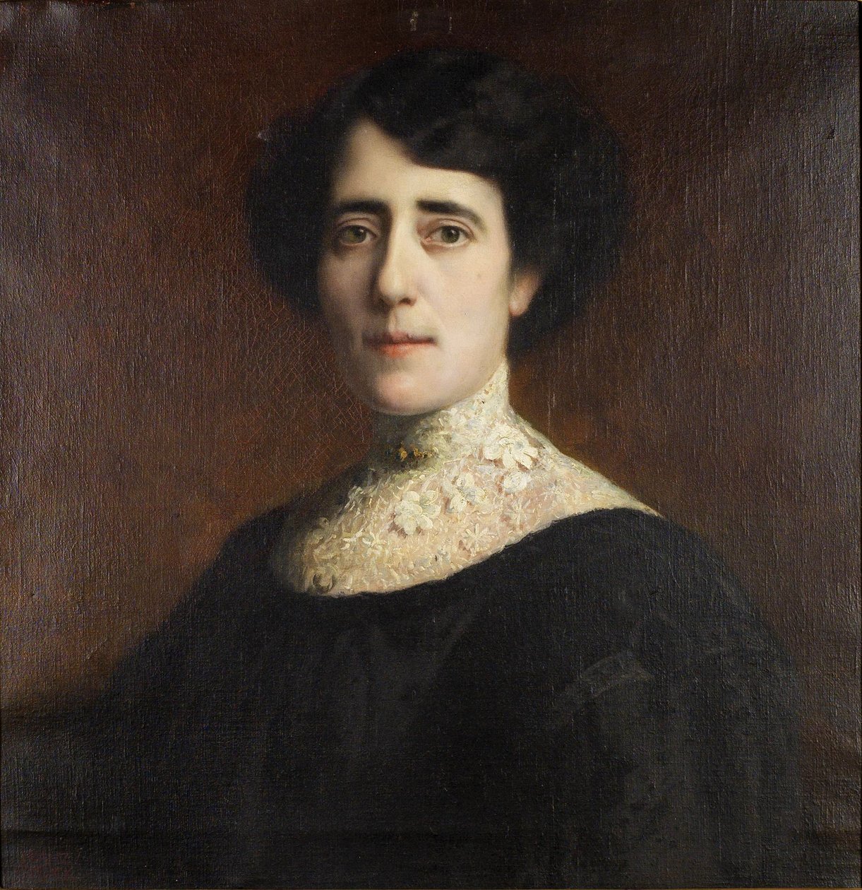 Portræt af en dame med en blondekrave af Franz von Stuck
