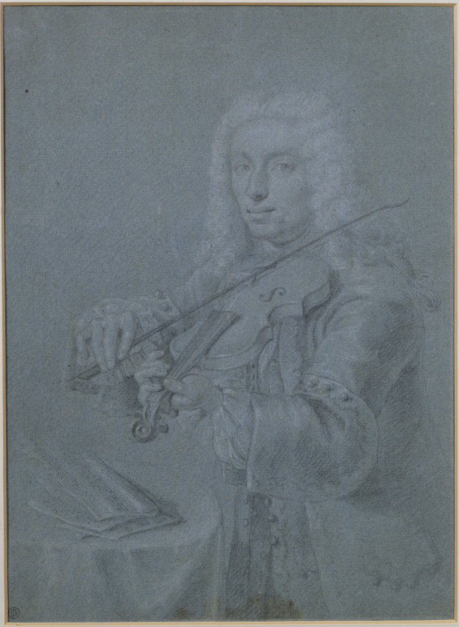 Portræt af Francesco Veracini (1690-1768), italiensk violinist (blyant og kridt) af Franz Ferdinand Richter