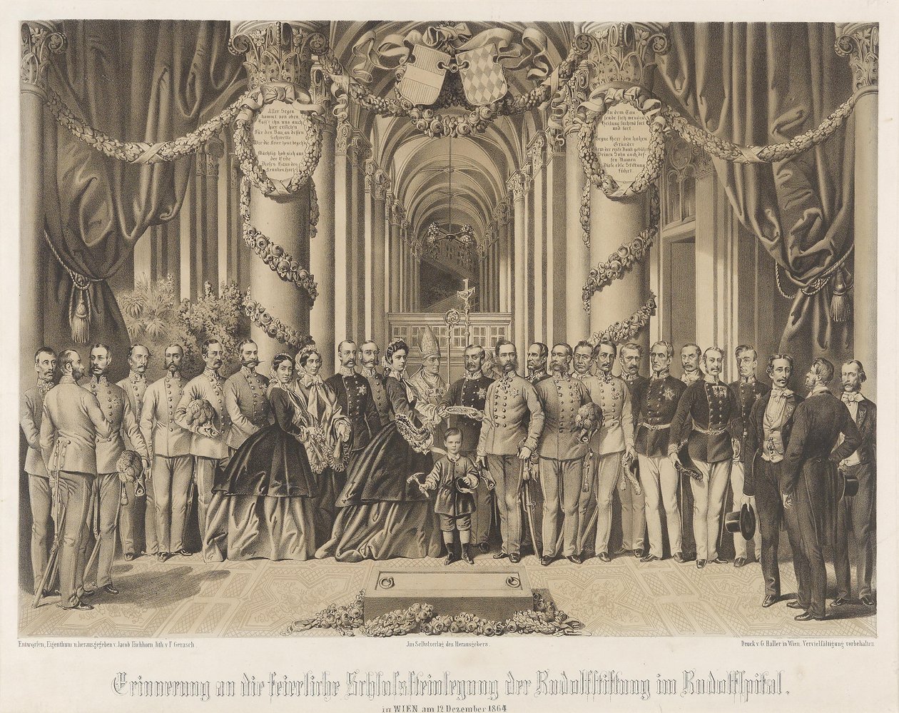 Minde om nøglens udlægningsceremoni for Rudolfstiftung i Rudolfspitalet i 1864 af Franz Gerasch