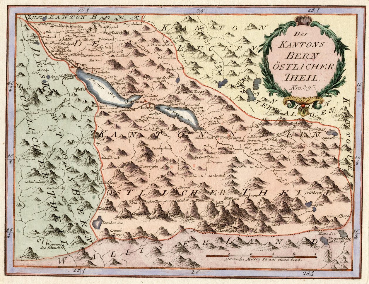 Østlige del af kantonen Bern. Nro. 395. Gravering, c. 1 af Franz Johann Joseph von Reilly