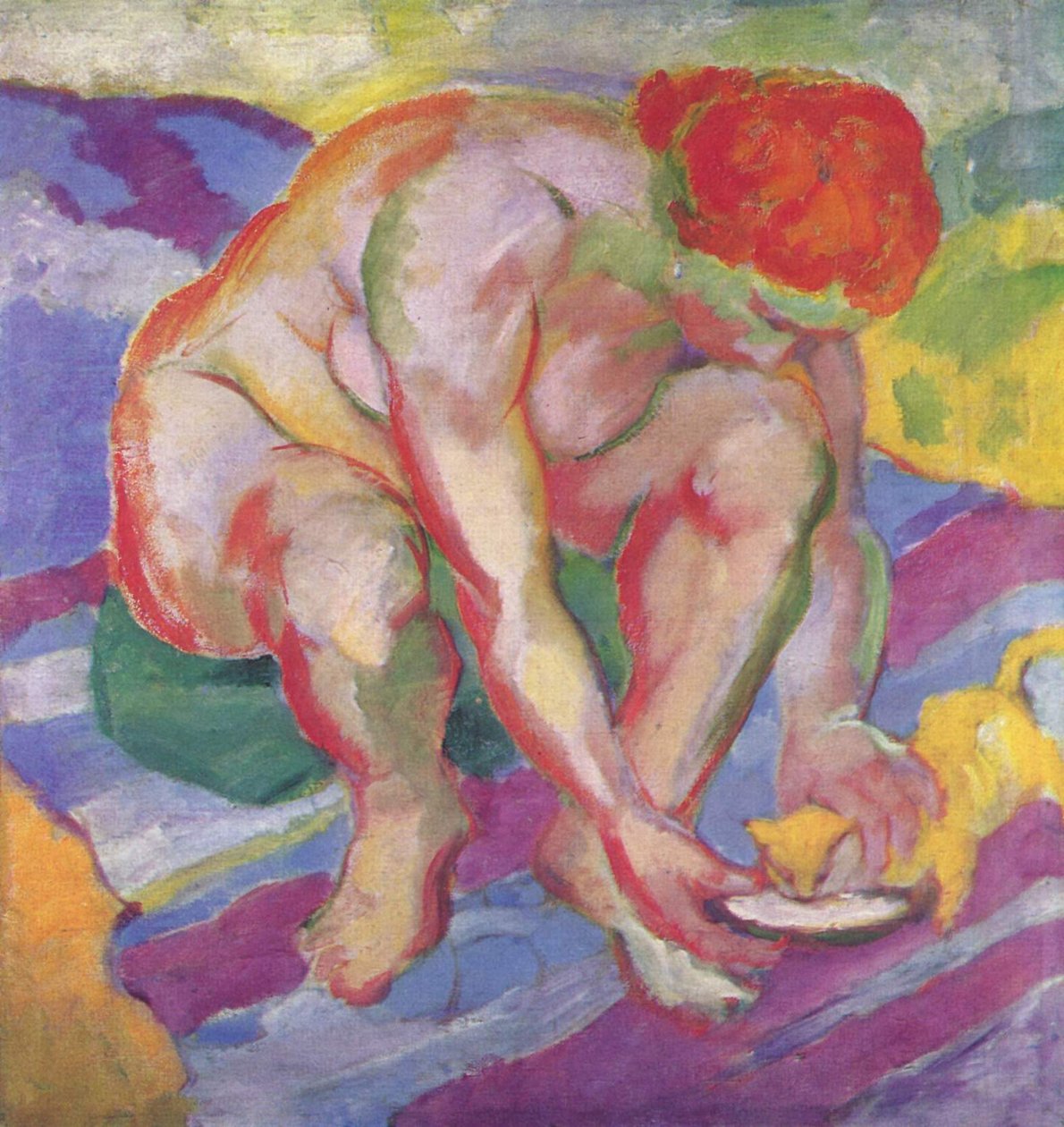 Nøgen med kat af Franz Marc
