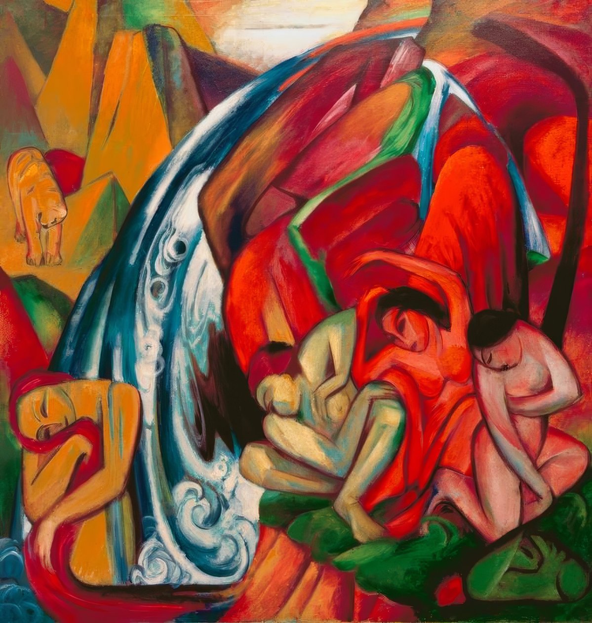 Vandfaldet (kvinder under et vandfald) af Franz Marc