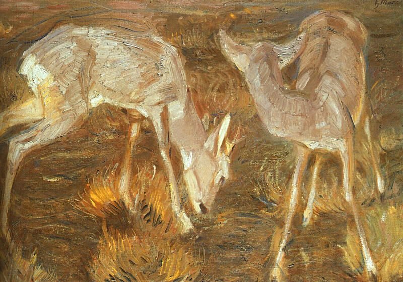 Rådyr i skumringen af Franz Marc