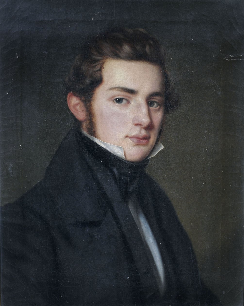 Portræt af en ung herre i en sort kjole i trekvartssyn til højre. af Franz Seraph Stirnbrand