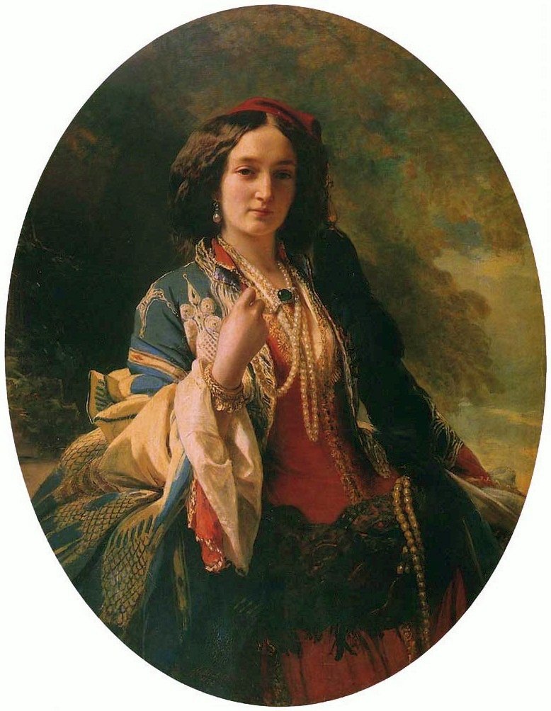 Portræt af Katarzyna Potocka f. Branicka i orientalsk kostume af Franz Xaver Winterhalter
