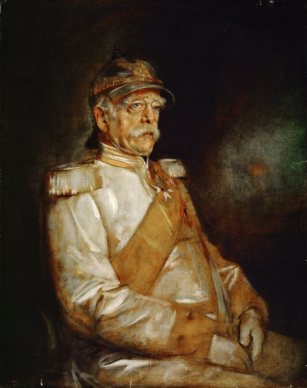 Kansler Otto von Bismarck i uniform med en preussisk hjelm af Franz von Lenbach