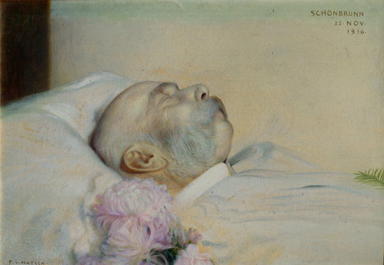Kejser Franz Joseph I af Østrig (1830-1916) på sit dødsleje, 1916 af Franz von Matsch