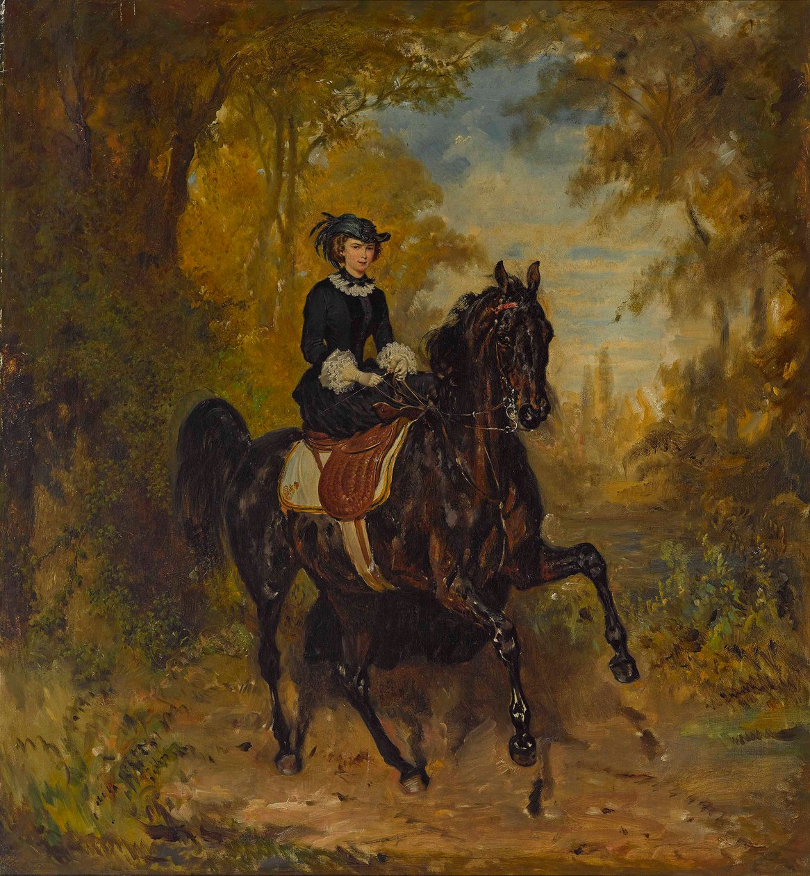 Kejserinde Elisabeth af Østrig til hest. af Franz Adam
